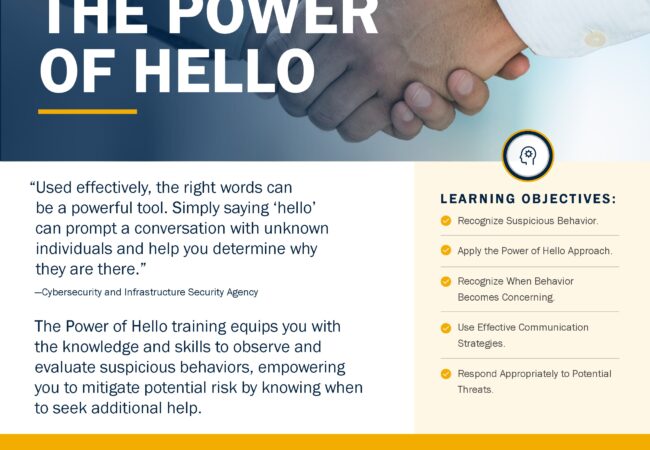 Security Training #1 at CBE “The Power of Hello”